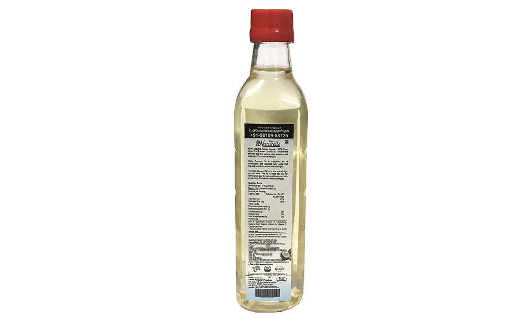 Farm Naturelle Organic & Virgin Cold Pressed Coconut Oil   Plastic Bottle  415 millilitre